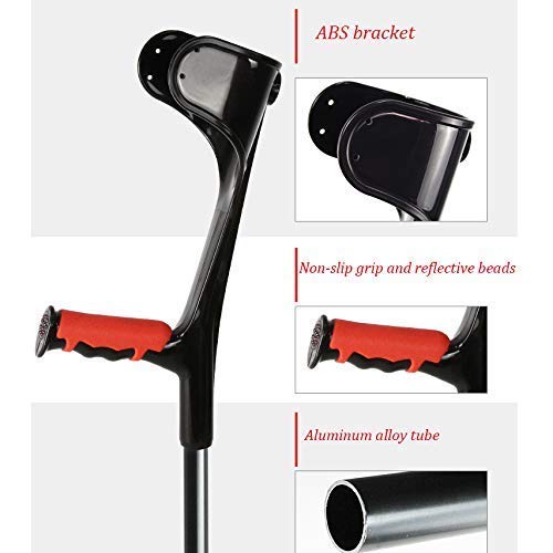 Asistencia de Aluminio Ultraligera, muleta de antebrazo para Adultos, muleta Flexible Ajustable de 10 Filas, con Agarre cómodo, Antideslizante Unisex, uno (uno) () Star of Light