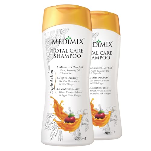 Image of Medimix Total Care Shampoo 200 Ml (Pack of 2) for Men & Women | Minimize Hairfall, Fight Dandruff with Hair Conditioning | Infused with 9 Herbal Ingredients