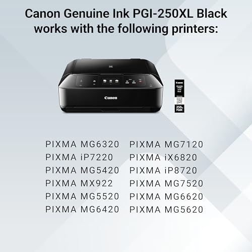 Image of Canon PGI-250XL Genuine Pigment Black Ink Tank,Compatible with MG6320,IP7220 & MG5420,MX922,MG5520,MG6420,MG7120,iX6820,iP8720,MG7520,MG6620,and MG5620 Printers,(Pack of 2)
