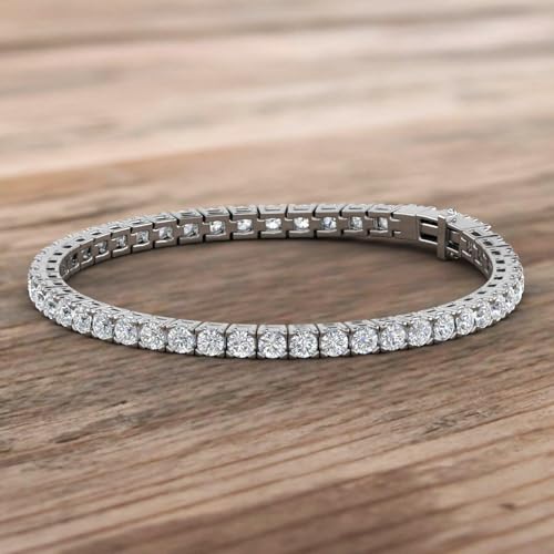 Image of 2 to 7 Carat Natural Diamond Tennis Bracelet for Women in 14K Gold (7 Inch) - IGI Certified (I1-I2 Clarity)