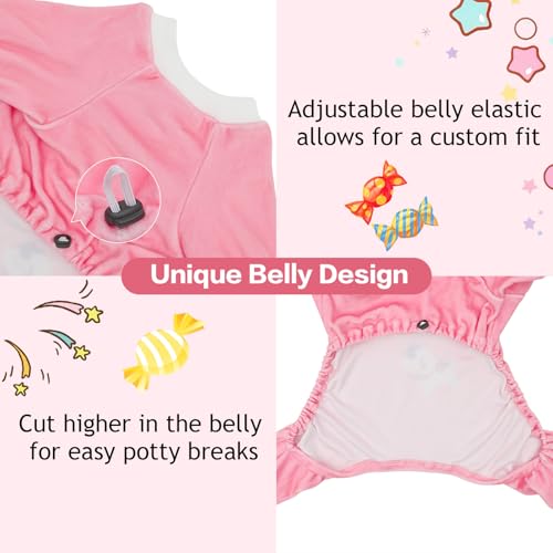 Image of CuteBone Soft & Stretchy Dog Pajamas Lucy - Cozy Pet Jammies Breathable Jumpsuit for Small Dogs - All-Season Comfy Outfit Easy-On Pullover Design - Keeps Pets Warm & Comfortable P338L