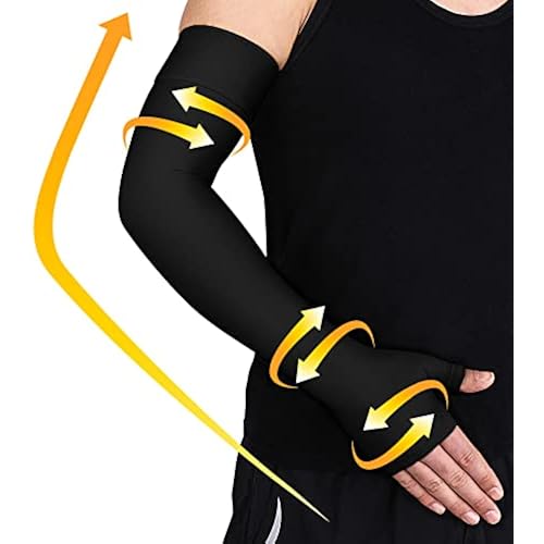 beister Lymphedema Medical Compression Arm Sleeve with Gauntlet for Men & Women (Single), 20-30 mmHg Full Arm Support.