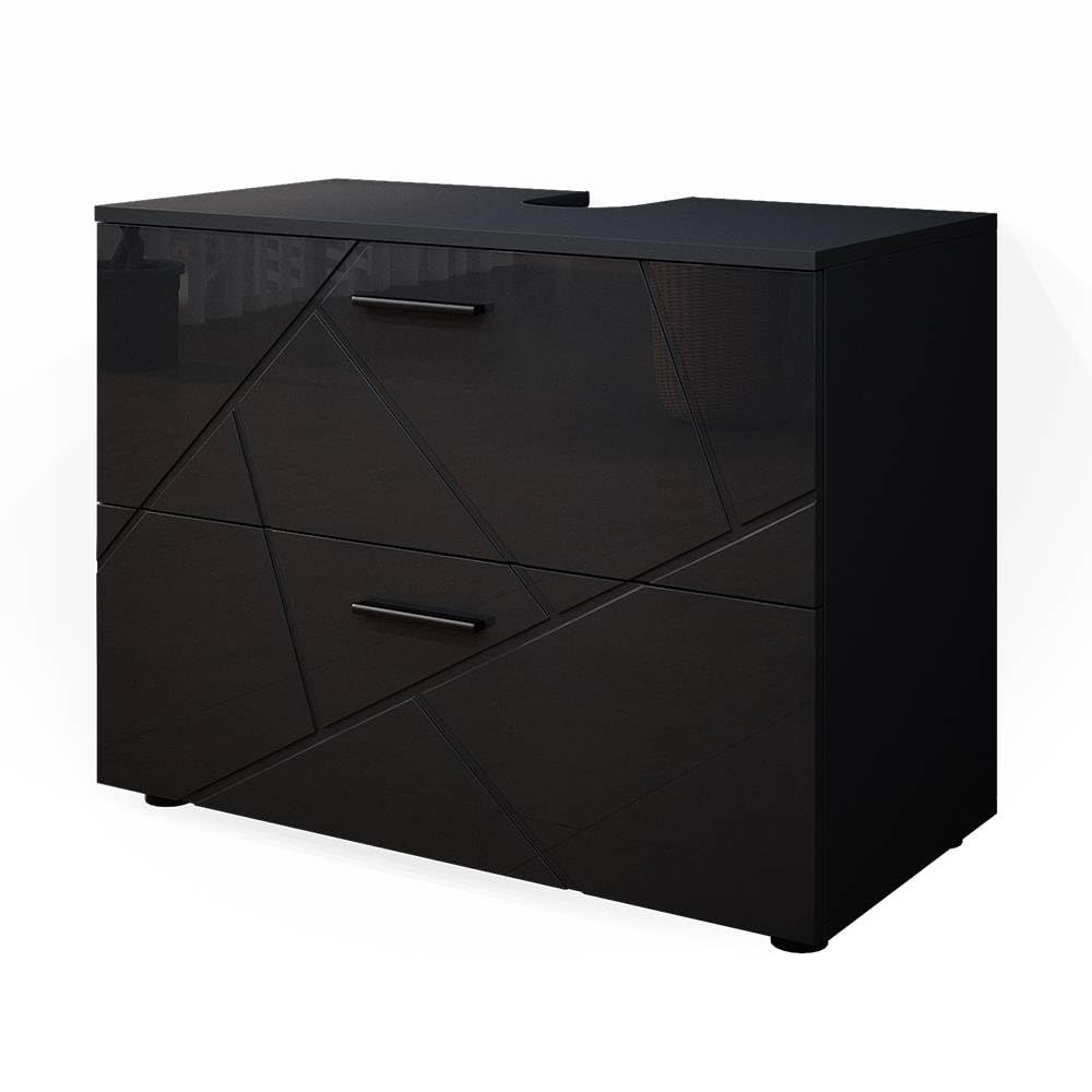 Vicco Mueble bajo Lavabo Irma, Antracita Alto Brillo, 80 x 58.6 cm | apto para instalación sobre el sifón con aberturas de ventilación