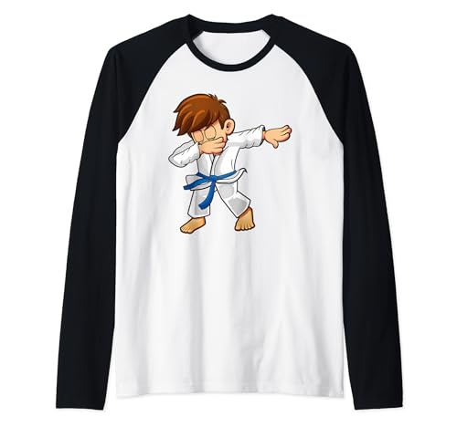 Celebración de la promoción del cinturón azul de Tang Soo Do Camiseta Manga Raglan
