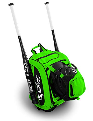 Large Capacity Baseball/Softball Stingray Backpack with Helmet Holder | Adult/Youth/Kids Boys/Girls | Catchers