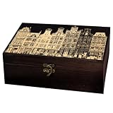 arricraft High-rise Buildings Wooden Memorial Storage Box with Hinged Lids
