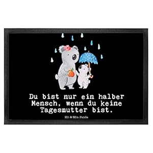 Mr. & Mrs. Panda 40 x 60 Fußmatte Tagesmutter mit Herz – Geschenk, Abschied, Türmatte, Vorleger, Kollege, Rente…