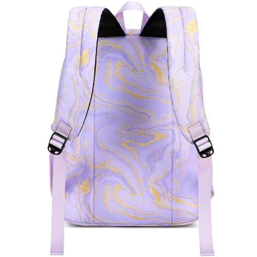 abshoo Classical Basic Marble Womens School Backpack For College Teen Girls Water Resistant Bookbag (Marble Purple) by abshoo - Image 3