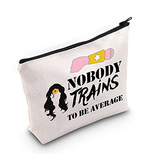 LEVLO Wonder Movie Cosmetic Make Up Bag Wonder Movie Fans Inspired Gift Nobody Trains To Be Average Makeup Zipper Pouch Bag For Women Girls(Nobody Trains)