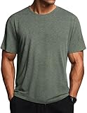 Weardear Sport T Shirts Herren Schnelltrocknend Funktionsshirt Sommer Laufshirt Athletic Lässig Fitness Tshirt Rundhals Atmungsaktiv Kurzarmshirt Armeegrün XL