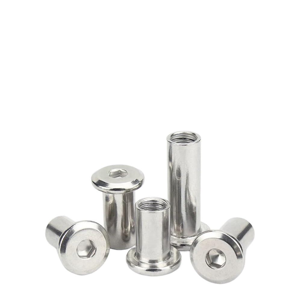 M3 M4 M5 M6 M8 M10 Nickel Rivet Cap Nuts Hex Socket Furniture Connector Barrel (100,M6 x 45mm)
