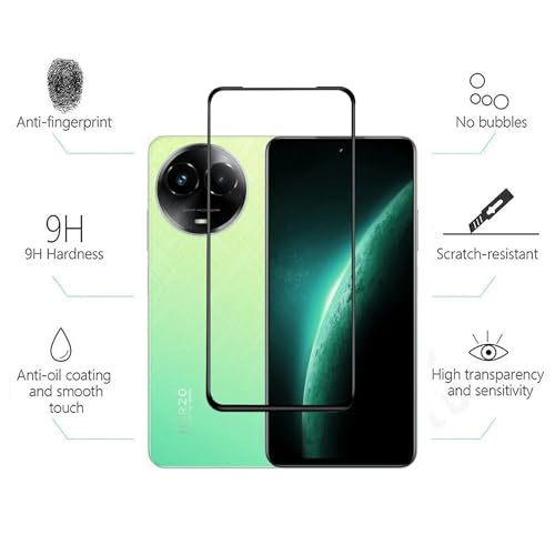 Image of DD SON Tempered Glass Screen Protector Compatible for Realme Narzo 60X 5G (11D) with Edge to Edge Coverage and Easy Installation kit,Black