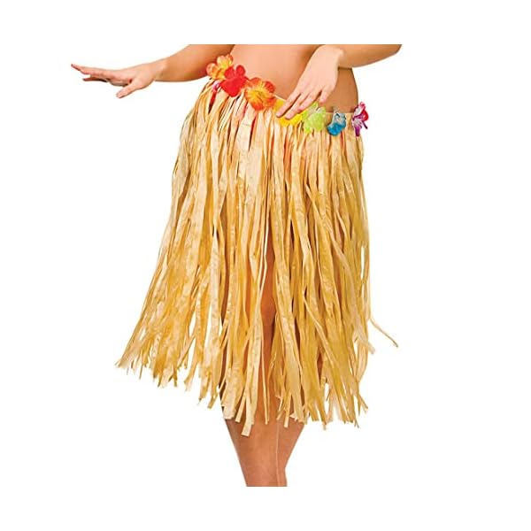 Newcreativetop 24" adult's flowered luau hula skirts pack of 6 grass color - image 5