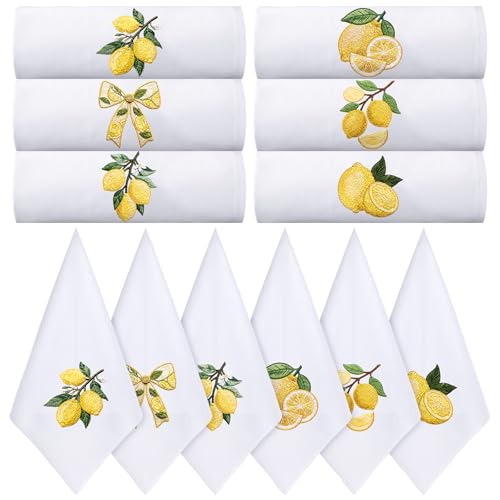 HunnmingRe 12 Pcs Lemon Party Cloth Napkins Bulks 100% Cotton 17x17inch