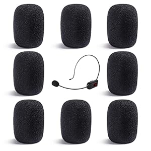 kuou 8 Pack Headset Microphone Foam Cover, Foam Microphone Windscreen Microphone Protector Mini Windscreens Sponge Foam…