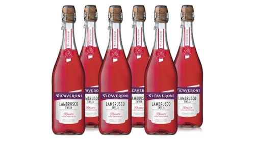 Vilaveroni Lambrusco Emilia IGT Rosato – Vino rosado espumoso italiano – Pack 6 botellas x 75cl – Frizzante Emilia-Romagna método Martinotti, ideal aperitivo
