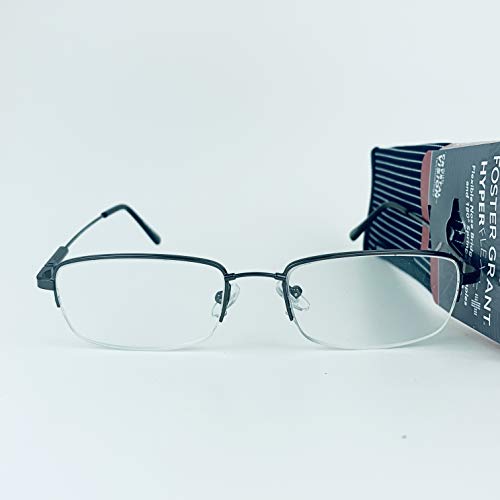 Foster Grant Hyperflexx Metal HF25 Gun Men's Reading Glasses with Case +1.75