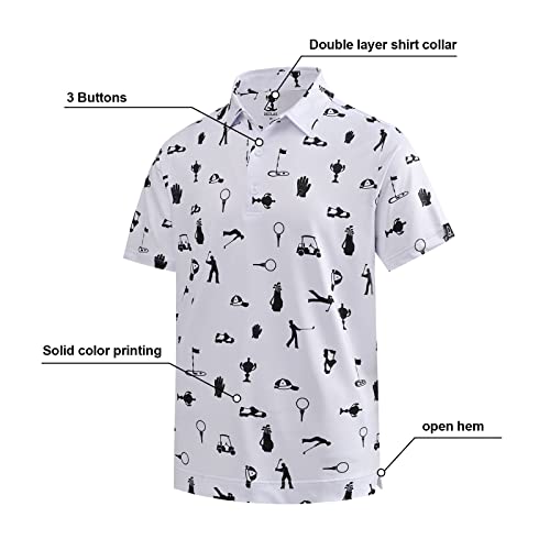 Deolax Mens Golf Shirts Hawaiian Performance Moisture Wicking Mens Polo Shirts Fashion Printing Polo Shirts Short Sleeve Dry Fit Polo Shirts For Men Soft Breathable Lightweight Golf Shirts For Men #TOP2