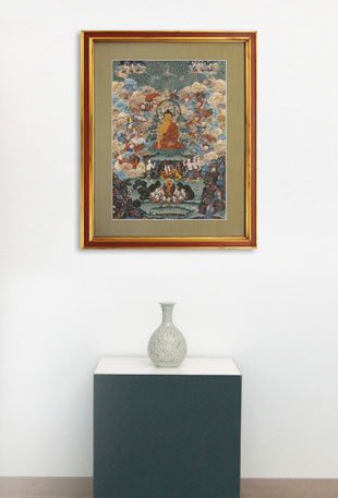 Amazon.co.jp: チベット仏画『釈迦降魔の図』真筆 チベット仏教 仏間