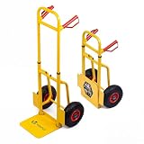 VOUNOT® Sackkarre klappbar 200 kg, Schwerlast Stahlrahmen Luftreifen Transportkarre Transportwagen mit ergonomischem Griff für Umzug Lager und Transport, Gelb