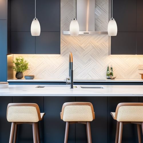 Image of Kira Home Coast 7 inch Pendant Light Glass Shade Replacement w /Frosted Oval Design (Set of 2), Chandelier Glass Upgrade, 7.5 inch x 4.5 inch, Fits Threaded Medium Base Sockets