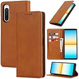 対応 Xperia 10 iv ケース 手帳型 スマホケース エクスぺリア10 iv so-52c sog07 カバー 手帳型 カードスロット、キックスタンド レザー(ライトブラウン)