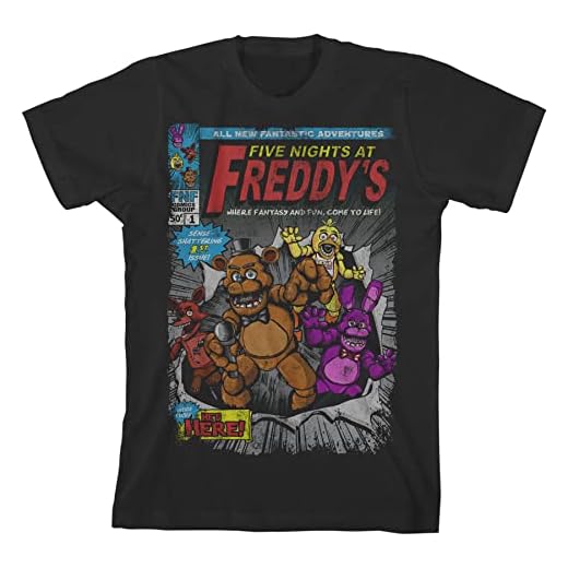 Camiseta masculina preta Five Nights at Freddy's Comic Cover Art, Preto, P