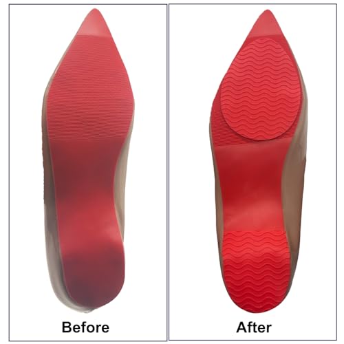 Image of Red Non-Slip Shoe Pads Compatible with Christian Louboutin High Heels, Adhesive Shoe Grips, Sole Protectors for High Heels Compatible with Louboutin Shoes (Red 6pairs)