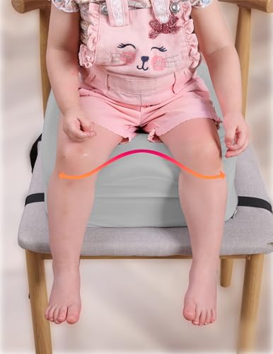 Image of Babelio Ergo-Designed Booster Seat for Kitchen Chair, Promote Proper Upright Posture, Toddler Booster Seat for Dining Table, Removable & Washable Cover, Suitable for 18 Months to 5 Years, Grey