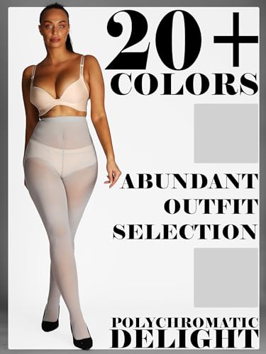Image of HONENNA Semi Opaque Silky Women Pantyhose Tights, 20+ Colors Invisibly Toe Reinforced 60 Den Size A-E