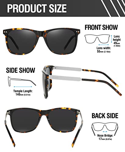 Image of DUCO Retro Square Polarized Sunglasses for Men Women Sun Glasses Acetate Frame 100% UV Protection 2143
