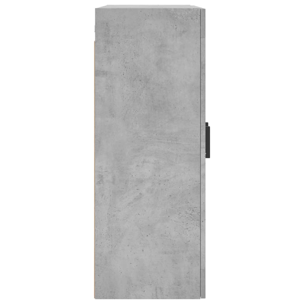 Wandschrank Betongrau 69,5x34x90 cm, Hängeschrank mit Glastüren aus Holzwerkstoff, Vitrinenschrank für Wohnzimmer Schlafzimmer und Büro, Moderner Schwebeschrank mit Griffen