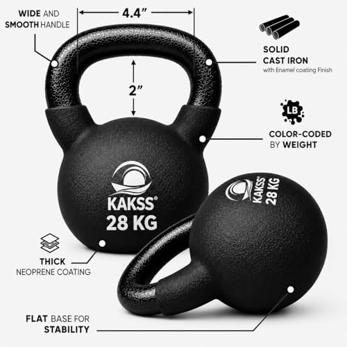 Image of Kakss Half Coating Neoprene Kettlebell (BLACK, 28KG)