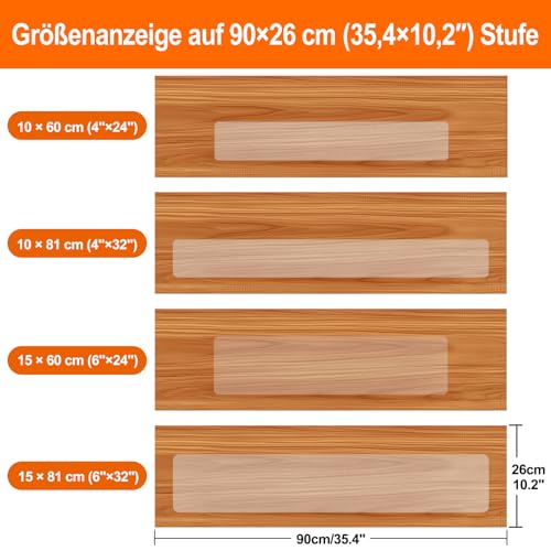 Spurtar 15 x 60 cm Treppenstufen Matten Antirutschmatte, 15 Stück Transparent Stufenmatten Innen rutschfeste Klebeband für Holzstufen Set für Boden Rutschschutz Selbstklebend Antirutsch Streifen
