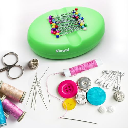 Image of Sizobi Magnetic Pin Holder, 2.8 inch x 4 inch, 130-Piece, Green (for Sewing, Quilting Pins, Nails, Screws, Hair Pins, Paper Clips)