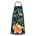 Fartuchy vintage tropikalne kwiaty i liście fartuch piekarzy z kieszeniami szefa kuchni prezenty dla kobiet mężczyzn wodoodporny śliniak