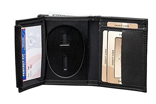 Perfect Fit Shield Wallets Austin Texas Police Badge Wallet Black Leather Hidden Badge and ID Holder (cutout 603)2