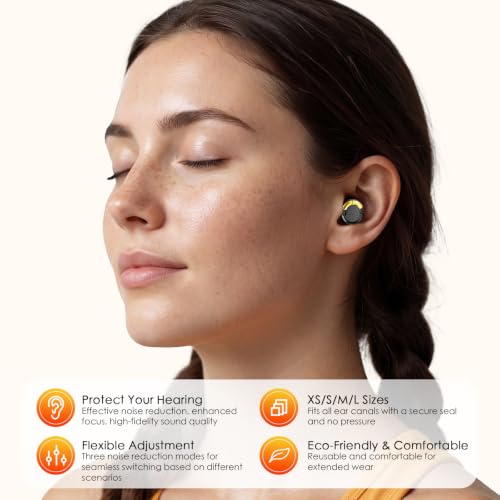 Image of Adjustable High Fidelity Concert Ear Plugs, Hearing Protection | 3 Noise Reduction Modes, Reusable Earplugs for Concerts, Rave, Sporting Events, Musicians, etc., 4 Ear Tip Sizes (XS /S /M /L)
