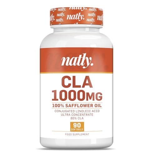 NATLY CLA ACEITE DE CÁRTAMO 1000 MG 90 Perlas | Aceite de Cártamo 80% CLA | Reduce grasa corporal y mejora el tono muscular | Fórmula ultra concentrada