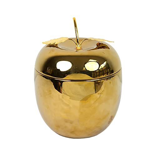 Talking Tables Gold Apple Ice Bucket with Lid-Premium Drinks Trolley Accessories for Bar Stainless Steel Wine Bottle Cooler, Classy Party Decoration Made of Metal - Big and Heavy