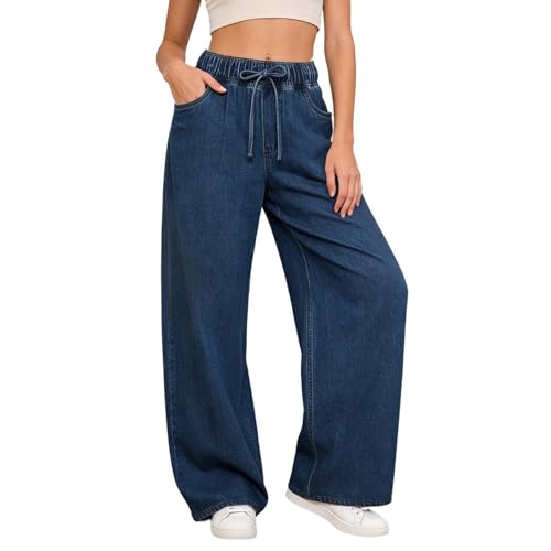 Jean extensible taille haute avec ceinture élastique souple