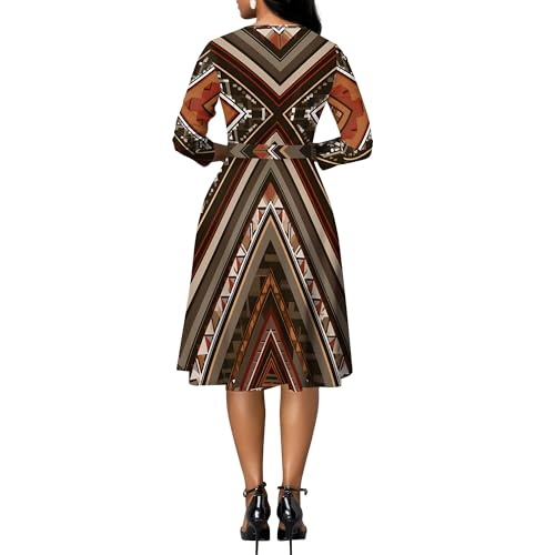 Long Sleeve Dresses for Women Casual Round Neck Fashion Front Buttons with Belt Office Business Elegant Midi Dress2