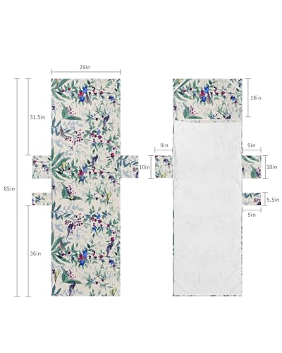 Teal Botanical Beach Lounge Chair Towel Cover, Soft Chaise Lounge Towel with Side Pockets Patio Pool Chairs Cover for Beach/Pool Sunbathing 29x85 Rustic Spring Floral Summer Botanical Birds