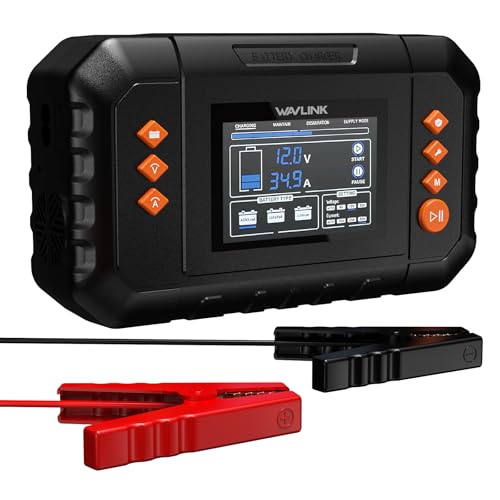 WAVLINK 450W Smart Battery Charger, Max. 35A Trickle Charger with LCD Display, for 6V/12V/24V Lead-Acid/Lithium/LiFePO4 Batteries, Battery Maintainer and Desulfurizer for Cars, Boats, Motorcycles