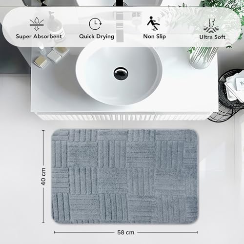 Image of LUXE HOME INTERNATIONAL Microfiber Bath Mat for Bathroom Anti Slip Water Soak Plush Soft Bahrain Maze Door Mat for Home Bedroom Washable Floor Rug (40x58cm Sky Blue) Pack of 1