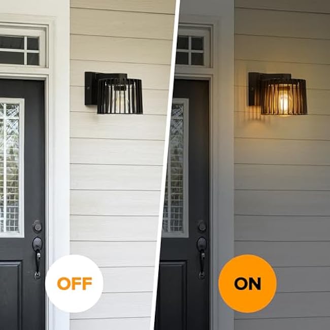 LUTEC Outdoor Wall Lantern Wall Sconce Light Fixtures Black Wall Mount Lighting Clear Glass Shade E26 Socket