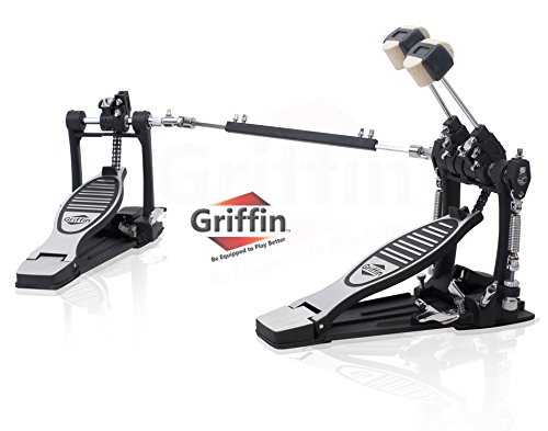 Deluxe Double Kick Drum Pedal for Bass Drum by Griffin | Twin Set