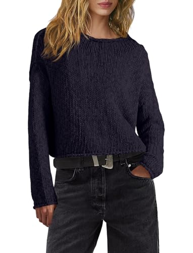 SENSERISE Womens Fall Sweaters Long Sleeve Rollneck Cropped Sweater Cozy Lightweight Chunky Knit Pullover Tops2