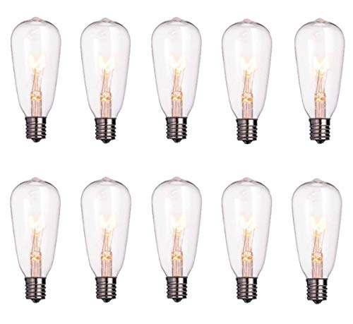 10 Pack Edison Light Bulbs Replacement, 7-Watt C9/E17 Intermediate Screw Base ST40 Clear Glass Light Bulbs, ST40 Vintage Replacement Light Bulbs for Indoor Outdoor Patio String Lights