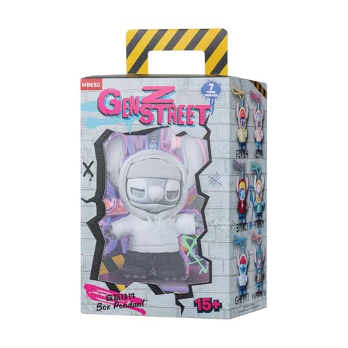 MINISO Disney Stitch GenZ Street Collection Vinyl Plush Pendant Surprise Box Figure Model Random Design Blind Box Toy Collectible Toy for Home Decor Birthday Gifts (Random One Figure)